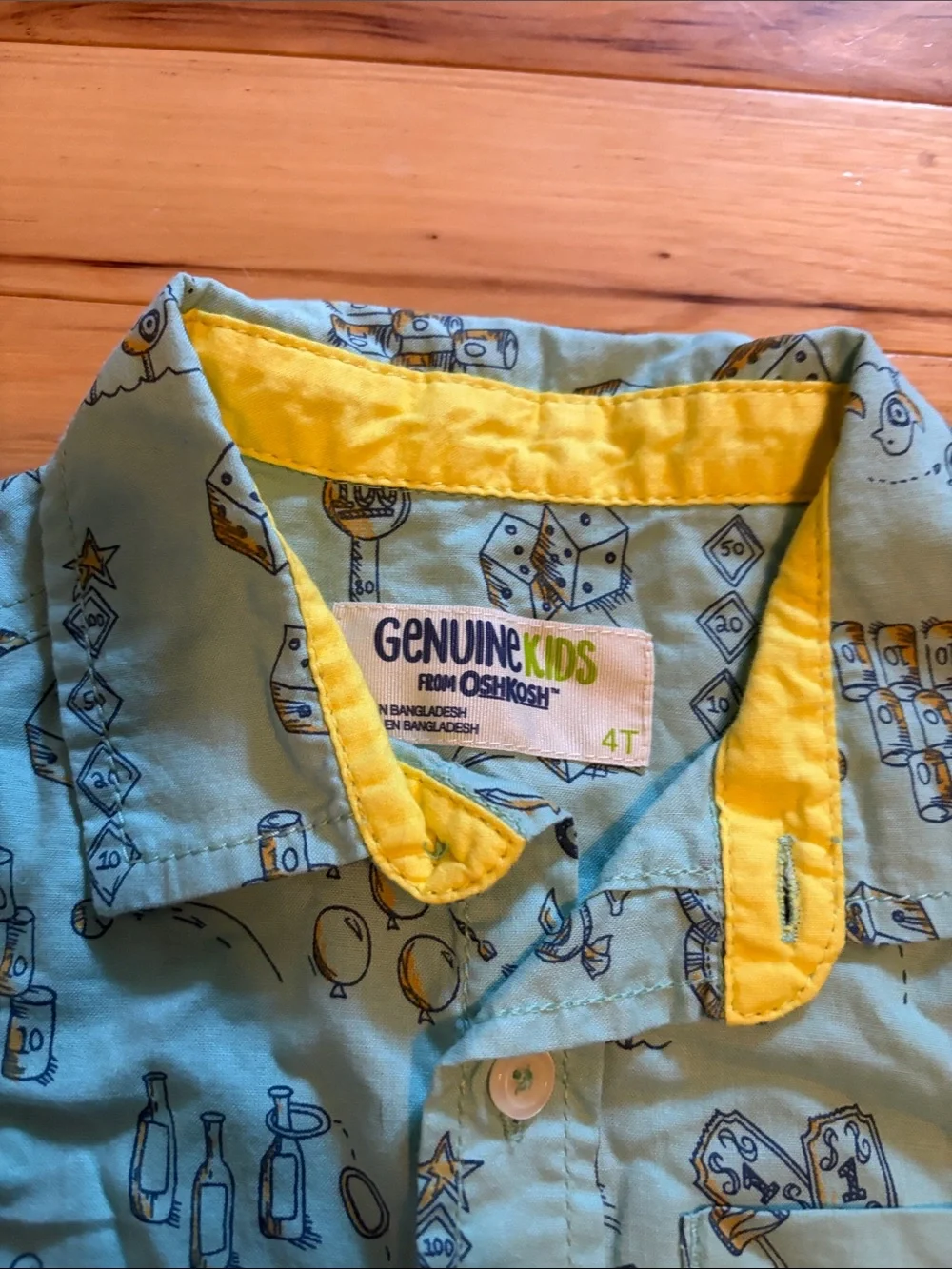 OshKosh B'gosh Mint Green Short Overalls with Printed Mint Shirt